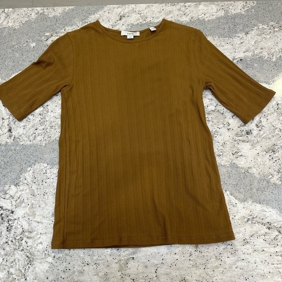 Vince Elbow Sleeve Crew Neck Shirt in Camel Size XS - Picture 5 of 8